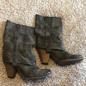 Gray heeled boots